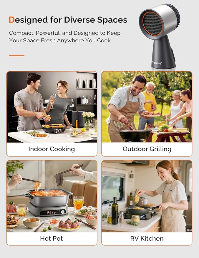 Portable Kitchen Range Hood – Quiet 3-Speed Countertop Exhaust Fan with Dual Carbon Filters, Large Oil Cup, Easy-Clean & Detachable Design, Perfect for Apartments, Dorms & RVs