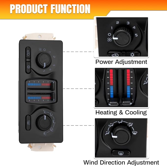 599-210XD AC Climate Control Panel Compatible With 2002-2009 Chevy GMC Buick Cadillac Isuzu Saab, Fir for Silverado Avalanche Suburban Tahoe Trallblazer Sierra Envoy Yukon 9-7X