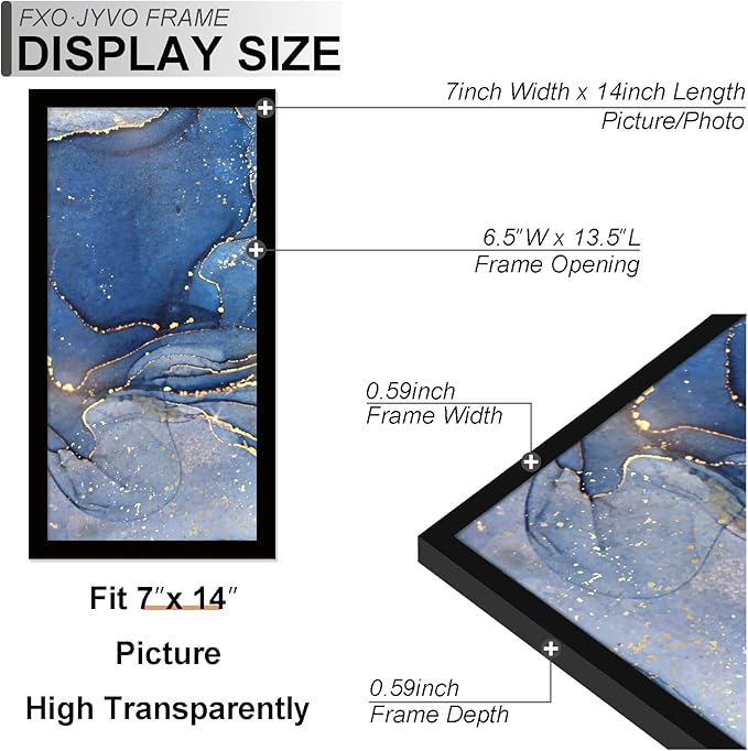 7x14 Picture Frame, Black Frame for 7 x 14 Inch Picture Poster Photo, Light Weight and High Transparent 7 by 14 Frame for Wall - 1 Pack/Black/7"x14"