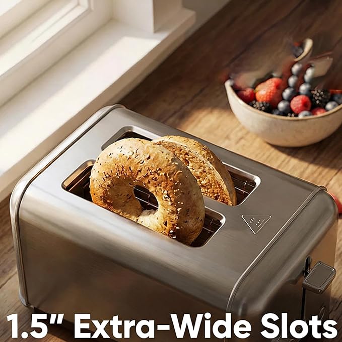 Touch Screen Toaster 2 Slice Retro Stainless Steel,Best Prime 2 Slice Toaster Wide Solt with 6 Shade Settings, Perfect for Waffles, Bagels and More 238TCB(Two slice)