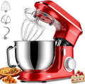 Electric Stand mixer, 9.5QT 660W 6 Speeds Tilt-Head Dough Mixers, Bread Mixer with Dough Hook, Whisk, Beater, Splash Guard for Baking Bread, Cake, Cookie, Pizza, Muffin, Salad and More (Red)