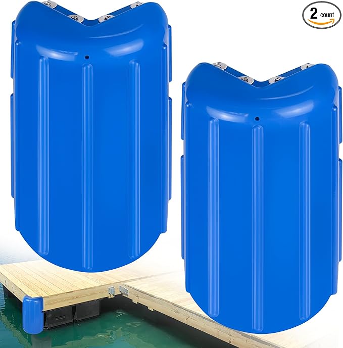 Dock Bumpers Dock Corner Bumper Fender Marine Boat Dock Bumpers for Edge Corner,Inflatable Dock Protection,Soft UV-Resistant Marine-Grade Vinyl,Stainless Steel Mounting Hardware Included,8"x16"