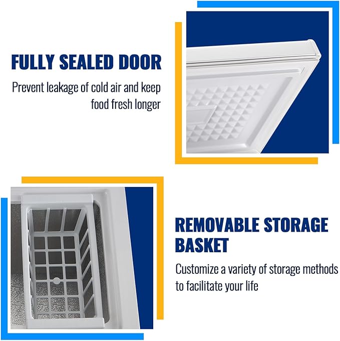 Chest Freezer 3.5 cu ft Small Deep Freezer Mini Freezers Free-Standing Top Door Freezer Removable Basket and Adjustable 7 Thermostat for Garage Apartment Kitchen White