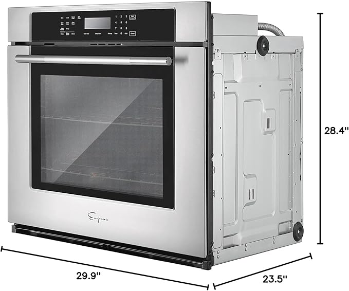 Empava 30" Electric Single Wall Oven Air Fryer Combo Convection Oven Built-in 10 Cooking Functions with LED Digital Display Convection Fan Touch Control in Stainless Steel EMPV-30WO04