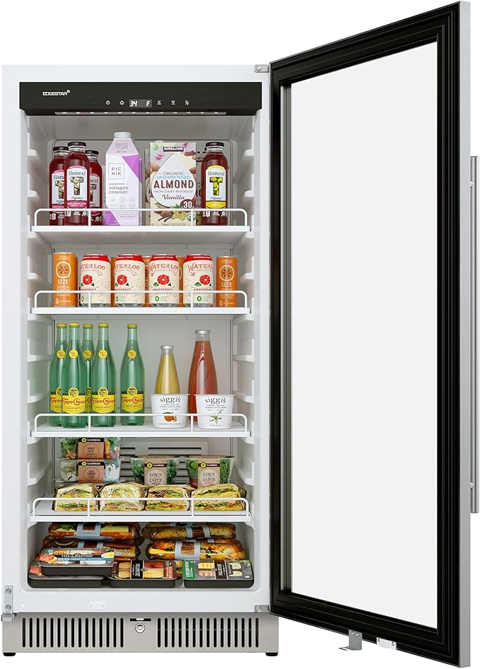 EdgeStar VBM91SS 24 Inch Wide 9.53 Cu. Ft. Commercial Beverage Merchandiser With Temperature Alarm and Reversible Door