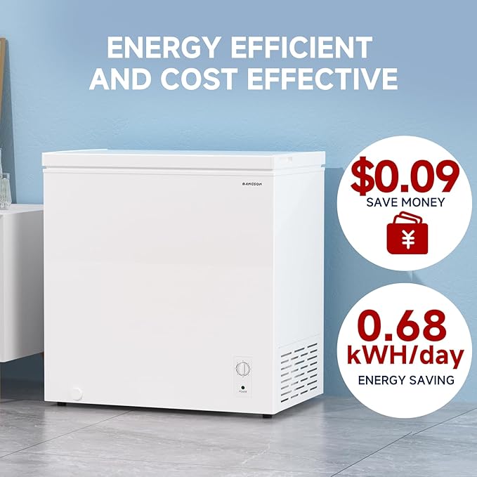 BANGSON 7.1 Cu.Ft Chest Freezer, Deep Freezer with Adjustable Thermostat, Top Open Door Freezer with Removable Basket, Quiet Operation, Ideal for Kitchen/Apartment/Office