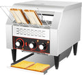 Commercial Conveyor Toaster, 300 Slices/Hour Restaurant Conveyor Toaster with Double Chutes, for Bun Bagel Bread, Heavy Duty Stainless Steel