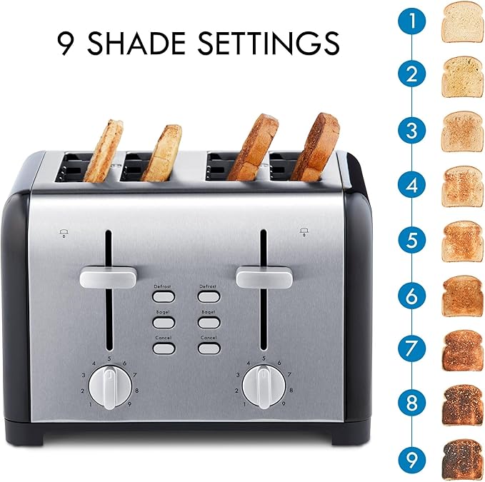 Kenmore 40603 4-Slice Toaster with Dual Controls in Black