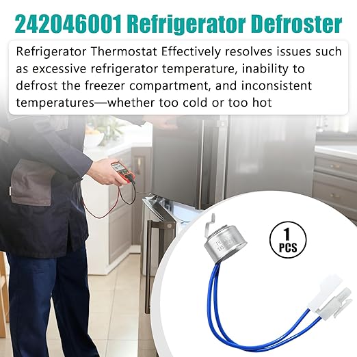 242046001 Refrigerator Defrost Thermostat for Electrolux Frigidaire Kenmore | Replaces 240386402, 1564839, AP4508400, AH2378768, EA2378768, PS2378768, L47-22F