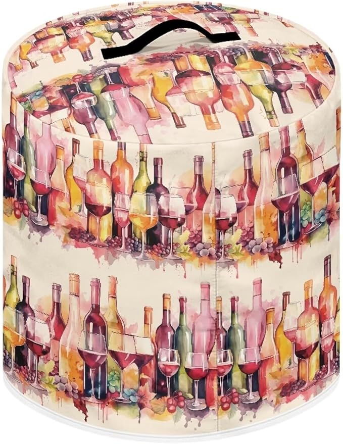 Pressure Cooker Cover Dust-Proof Kitchen Appliance Cover Air Fryer Cover for 6 Quart Instant Pot, with Handle and Pockets Keep Kitchen Appliance Clean Home Decor, Wine Painting