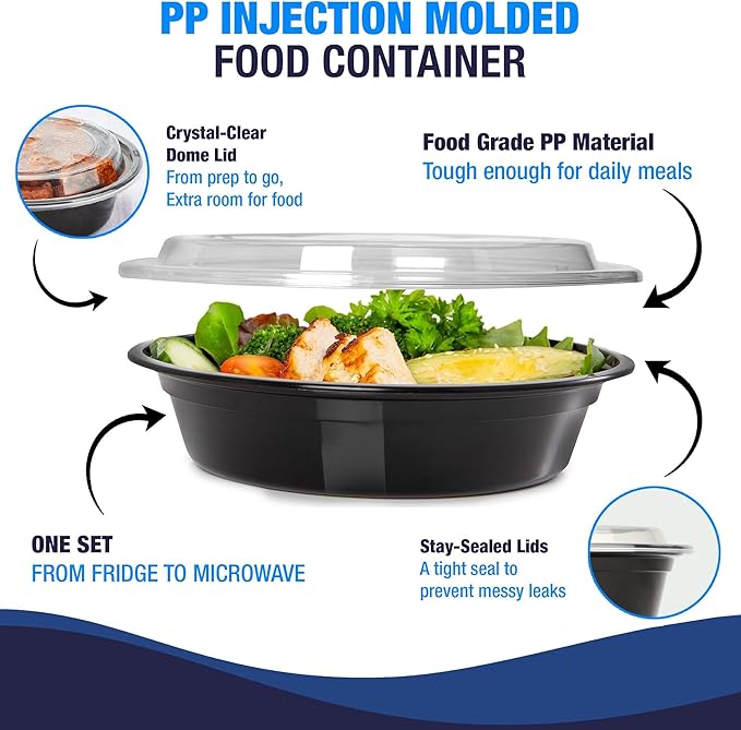 Ruthy's Outlet Meal Prep Containers with Lids, Food container bowl - BPA-Free, Stackable, Freezer & Dishwasher Safe, Reusable Food Storage for Lunch, Portion Control & Meal Prep (30 Pack, 24 oz)