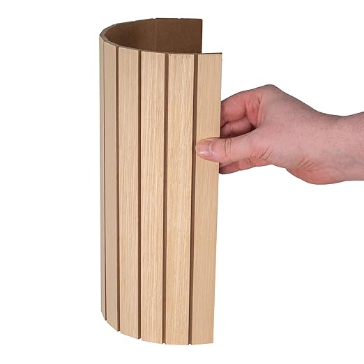 Outwater 4ft Wide x 8ft High x 5/32in Thick Unfinished White Oak Veneer Decorative Wall Tambour Panel with 1in Slats – Flexible and Customizable for Interior Applications