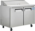 Kratos 69K-770 Commercial Refrigerated Sandwich/Salad Prep Table | Mobile 48" Wide Two Door Stainless Steel Prep Table | 12 Pan Capacity | Cutting Board Included | 115V | ETL Certified
