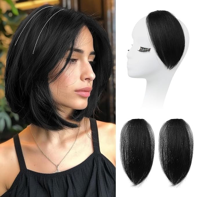 REECHO Clip in Hair Volumizer, Short Thick Clip in Hairpieces Adding Extra Hair Volume Extensions for Women with Thin Fine (Black, 8 Inch(Pack of 2))