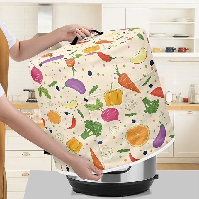 Fruits and Vegetables Print Kitchen Appliance Cover Pressure Cooker Cover 8 qt,Dust Cover with Pockets for Electric Pressure Cooker Air Fryer Rice Cooker Steamer Toaster Oven