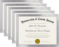 Americanflat 8.5x11 Diploma Frame with Polished Plexiglass - Set of 5 - Legacy Collection - Certificate Frame for Tabletop and Wall Display - Silver