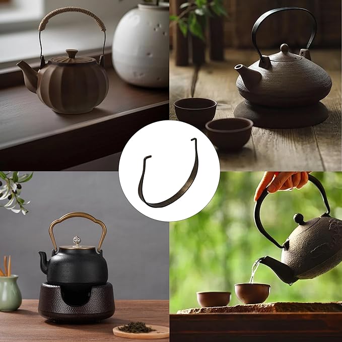 2PCS U-Shape Stainless Steel Teapot Handle, Bronze Inside Buckle Replacement Handle for Ceramic Pottery Teapot Kettle Accessories