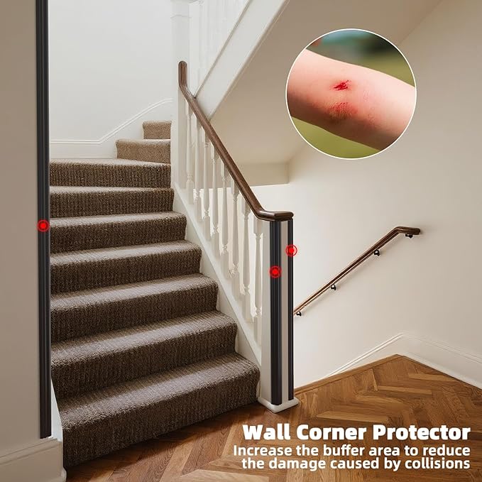 Wall Corner Protector, Peel and Stick Molding Trim Inside & Outside Corner, Self Adhesive Flexible Moulding Caulk Strip for Wall Edge, 1.6'' W x10' L, Black