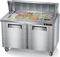Leacco Refrigerated Sandwich Salad Prep Table, Commercial Workstation Refrigerators with 18 Pans, 48"