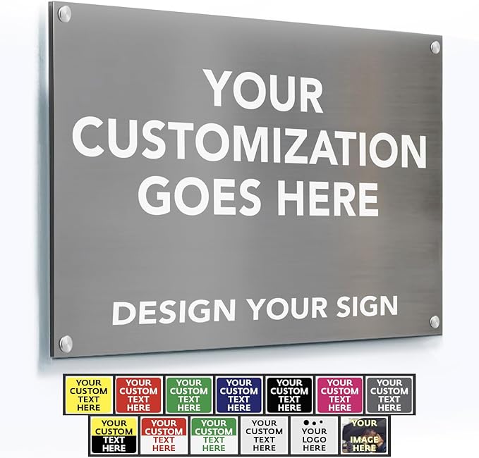 Custom Outdoor Metal Signs - Personalized Aluminum Business Signs, Waterproof, White Aluminum (Gray, 36x24 In)