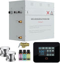 Builders Series 12kW Steam Bath Generator with Quickstart Continuous Steam, Black Digital Touch Pad, Built-in Auto-Drain, and Aroma Steamhead in Polished Chrome