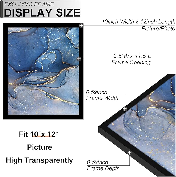 10x12 Picture Frame Set of 3, Black Frame for 10 x 12 Inch Picture Poster Photo, Light Weight and High Transparent 10 by 12 Frame for Wall - 3 Pack/Black/10 x12