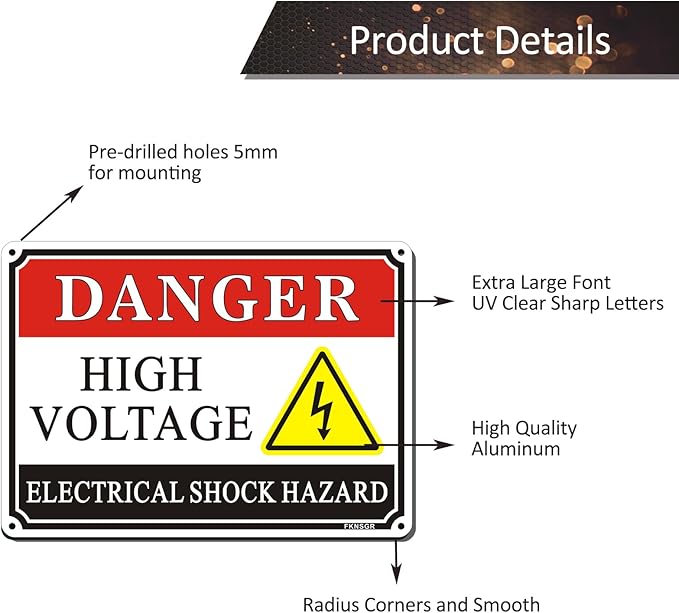 Danger High Voltage Electrical Shock Hazard Sign 2 Pack, 10 x 7 inches Rust Free Aluminum Sign, UV Protected, Fade Resistant