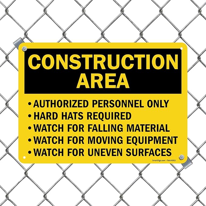 SmartSign "Construction Area - Authorized Personnel Only, Hard Hats Required" Sign | 10" x 14" Plastic