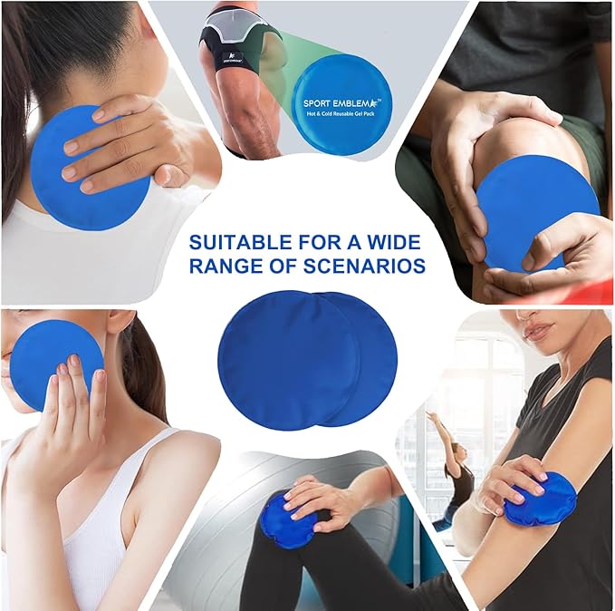 Gel Ice Packs Reusable Round - 2 Pcs 5.5" Ice Packs for Injuries, Wisdom Teeth, Breastfeeding, Mastectomy Recovery, Warm & Cold Compress for Cyst, Sinus Headaches Physical Cooling