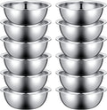 Pinkunn 12 Pcs Stainless Steel Mixing Bowls, Nesting Metal Salad Prep Bowls Bulk Reusable Baking Food Container Large Medium Small for Kitchen Hotel Restaurant Cooking, Silver (11 x 3.54 Inch)