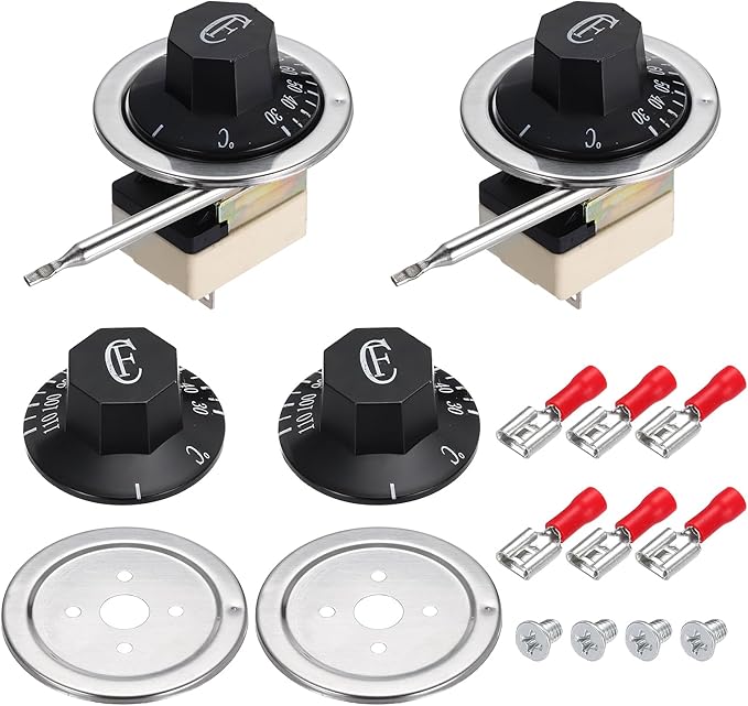 MECCANIXITY 2pcs Oven Temperature Control Switch 250V, 16A 30-110°C Capillary Thermostat NO/NC Temperature Control Switch for Ovens Fryers Refrigerator Heaters