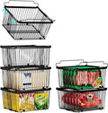 Large Freezer Organizer Bins，Upgraded Bottom Leak-Proof net，Fit 5 to 9 Cu Ft Chest Freezer，6 Pack， Expandable Stackable Chest Freezer Containers with Handle (Black-6P)
