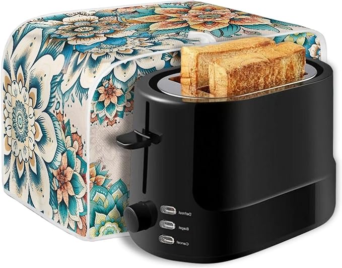 UNICEU Boho Floral Dragonfly 2 Slice Toasters Cover, Reusable Kitchen Accessories Dust-proof Toasters Cover Bread Maker Cover Kitchen Small Appliance Dust Cover