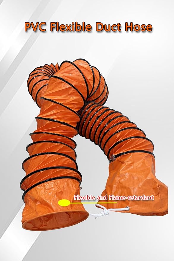 49FT PVC Flexible Duct Hose 10 Inch 15m Duct Hosing with Adjustable Rope for Utility Blower Exhaust Fan Ducting Hose Folding Exhaust Duct Easy Storage【10 in*49Ft】