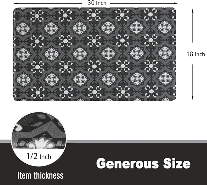 Kitchen Anti Fatigue Floor Mats 18x30x1/2-Inch Comfort Standing Rugs for Laundry Bath Room PVC Foam Bevel Edges Non-Slip Waterproof Mats