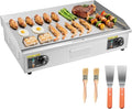 VEVOR Commercial Electric Griddle, 28.54 x 15.75 in, 2800W, 122-570°F Adjustable Temp Control, Stainless Steel Countertop Flat Top Grill with 2 Spatulas, 2 Brushes, 4 Foot Pads, for Steak(NO PLUG)