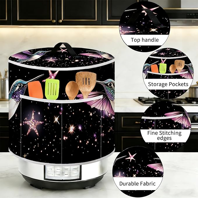 Air Fryer Dust Cover with Top Handle and Storage Bag, Compatible with Rice Cookers, Pressure Cookers, Slow Cookers and Air Fryers, Available in 3-Quart, 6-Quart and 8-Quart Sizes.