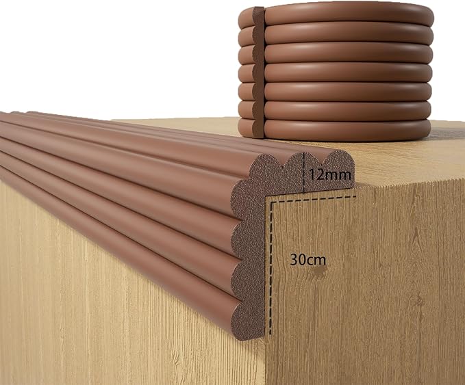 Baby Proofing Wall Corner Protector,Edge Guard Corner Protector,6.56ft Thinken Soft Corner Protectors Pre-Taped Soft Rubber Foam Edge Cushion for Furniture (Coffee Brown, 6.56Ft x 11.8" W x 0.47" Th)