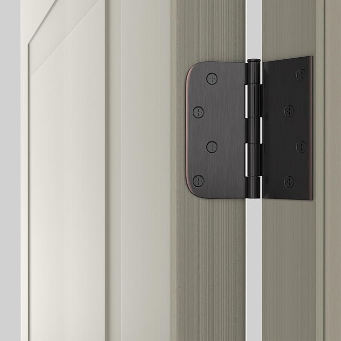 goldenwarm 3 Pack 4in Oil Rubbed Bronze Door Hinges Interior Door Hinges 4 x 4 Inch with Square & Round Corners, Iron Material