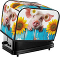 Toaster Cover 2 Slice with Pockets, Funny Pig On The Wooden Board Rustic Sunflower Farmhouse Kitchen Accessories Decor Bread Maker Oven Protector Covers Dust Proof Fingerprint Covers
