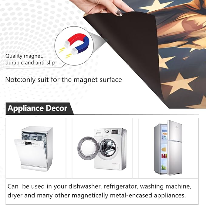 Dog German Shepherd American Flag Dishwasher Magnet Cover Sticker Magnetic Refrigerator Panel Front Door Fridge Microwave Decal