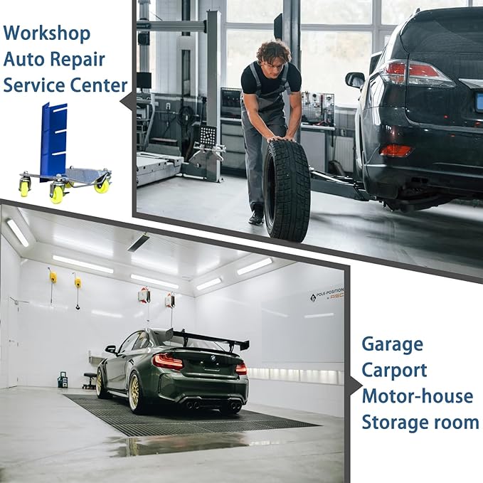 Car Dolly Dock, Heavy Duty Vehicle Dolly Rack Wall Mount, 4-Slot Design for Quick Garage Organization, Ideal Auto Wheel Dolly Holder for Industrial & Home Workshops and Garages (4-Slot)