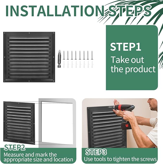 Gable Vents (10" x 10" 2Pcs) Aluminum Walls, Lofts, Garages More, More with Screens, Metal Shed Vents, Outdoor Houses, Loft Ceiling Reinforcement, Square Vents, Blinds, Exterior Grille(Black)