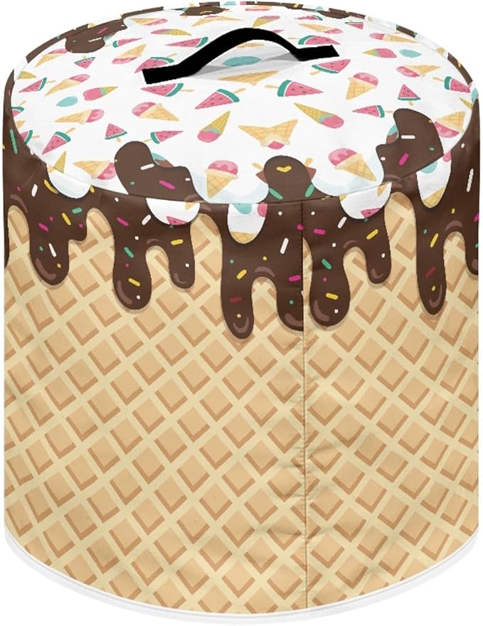 Xoenoiee Chocolate Ice Cream Pattern Pressure Cooker Cover for 6 qt Instant Pot, Kitchen Appliance Dust Cover with Pockets for Rice Cooker Air Fryer Slow Cooker