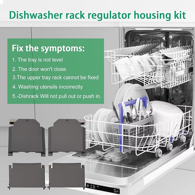 W10195372 W10195373 Dishwasher Dishrack Adjuster Housing, For WDT750SAHZ0 WDT730PAHZ0 Upper Rack Parts For Whirlpool Kenmore Dishwasher Top Rack Parts （2pcs）