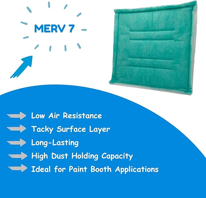Spray Booth Intake Tacky Filter Panel, Internal Frame (10/case, 20" x 50")