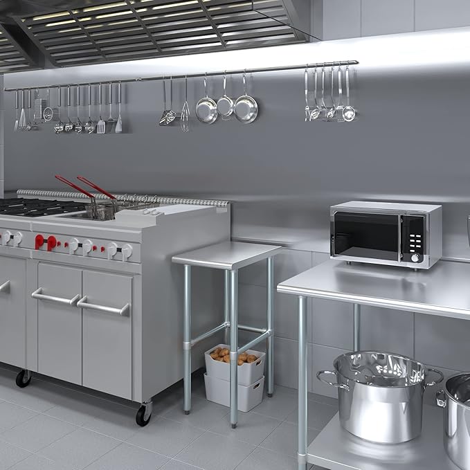 AmGood Stainless Steel Work Table Open Base | NSF Kitchen Island Food Prep | Laundry Garage Utility Bench (15" Long X 24" Deep)