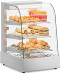 ROVSUN 15" Commercial Food Warmer Display Pizza Warmer, 3-Tier Electric Countertop Food Warmer w/LED Lighting Adjustable Removable Shelves Glass Door, Pretzel Warmer for Buffet Restaurant, Silver