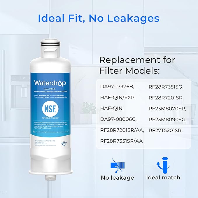 Waterdrop DA97-17376B Replacement for Samsung® HAF-QIN/EXP, DA97-08006C, RF28R7201SR, RF28R7351SG, WD-F45, Refrigerator Water Filter, 3 Filters