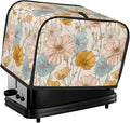 2 Slice Toaster Cover for Kitchen Vintage Flower Botanical Waterproof and Dustproof Toaster Dust Cover with Side Pockets Decorative Universal Cover for Wide Slot Toasters and Small Appliances